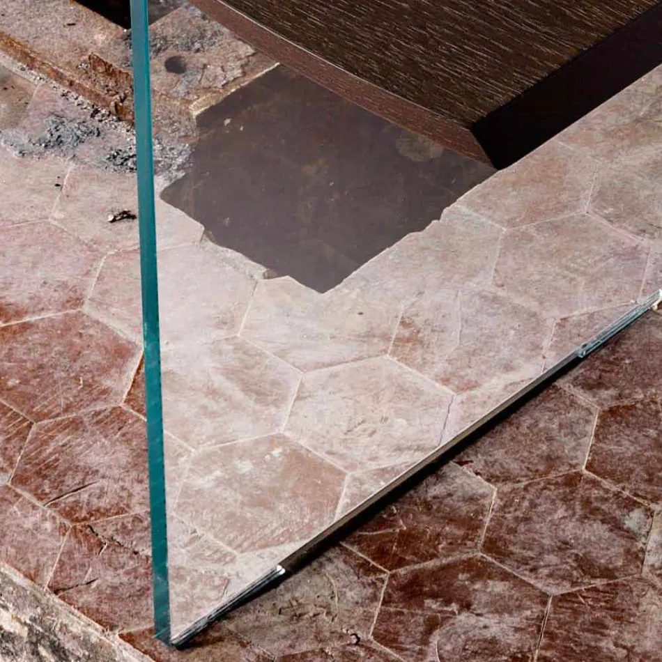 modern din lemn de masă 100x200cm cu picioare de sticlă Flora Viadurini