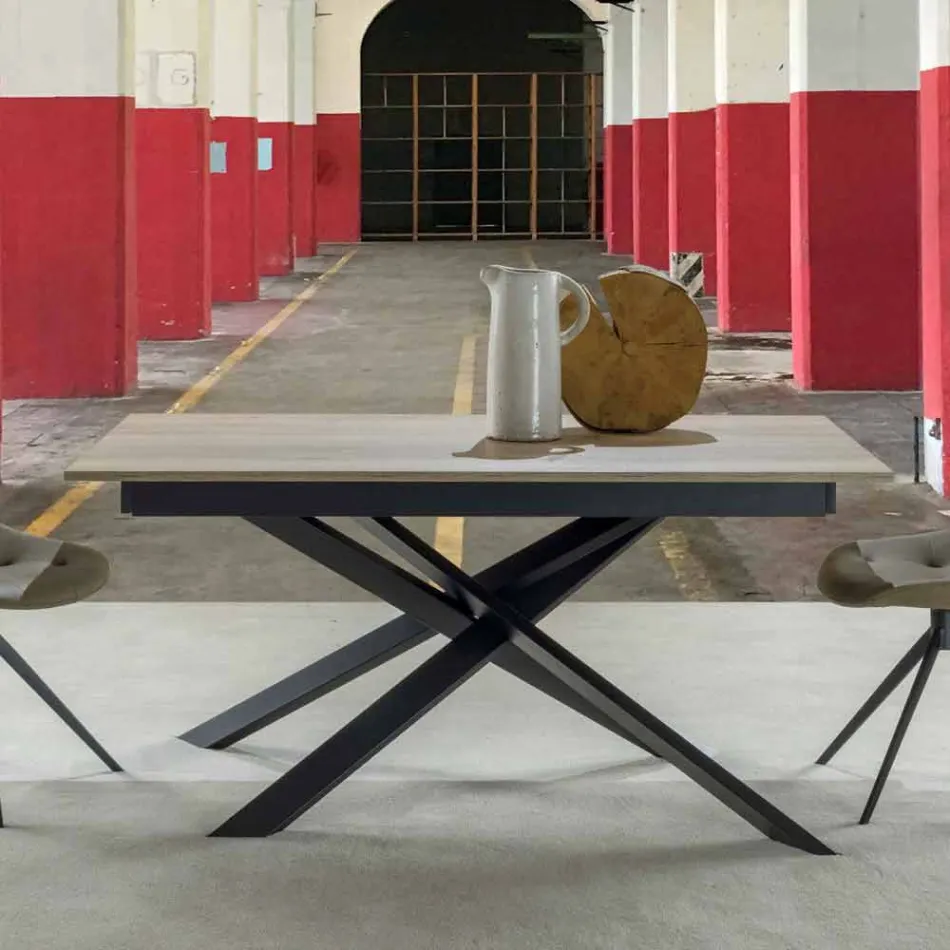 Masă de sufragerie modernă extensibilă, blat laminat - Marliana Viadurini