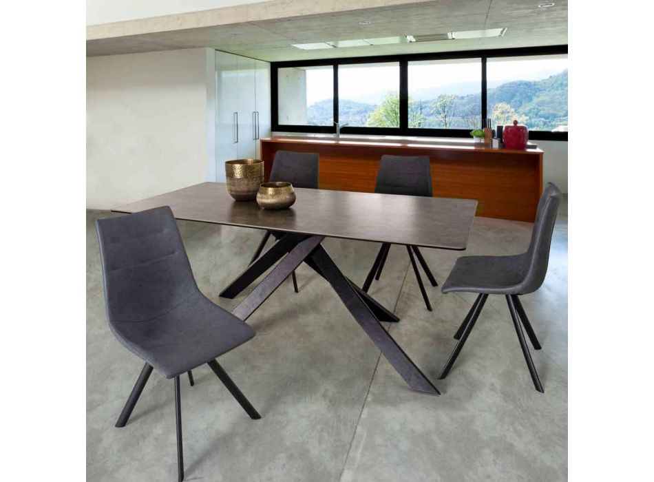 Masă de luat masa modernă cu ceramică și sticlă Top Homemotion - Ringo Viadurini