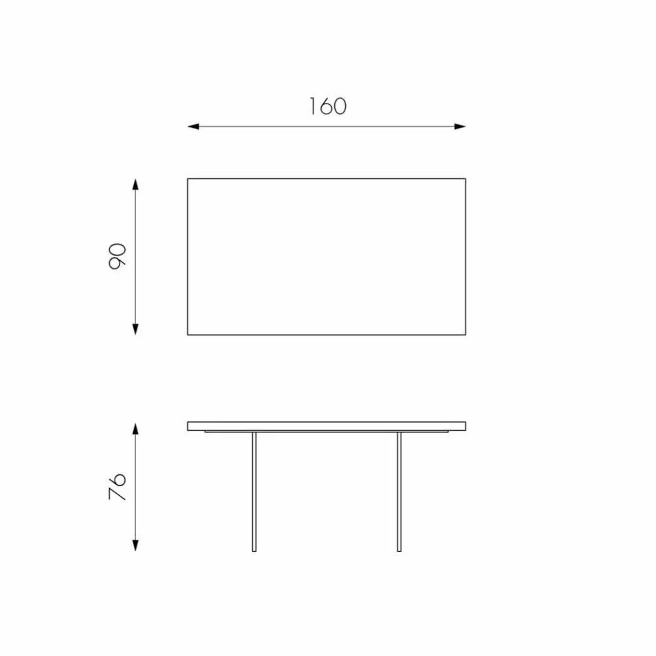 Masă de masă modernă din furnir de stejar, picioare din sticlă Nico Viadurini