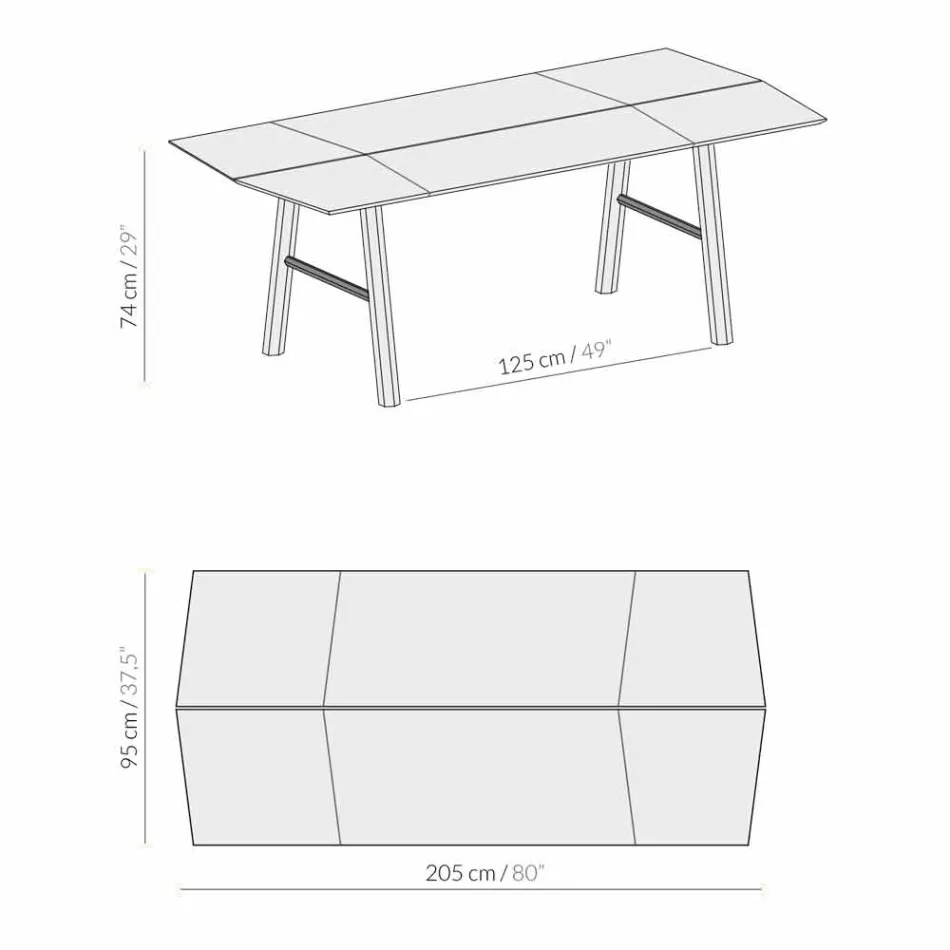 Masă modernă din lemn de frasin cu detalii negre sau aurii - Andria Viadurini