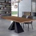 Masă modernă de masă din lemn furnir și oțel fabricat în Italia - Dalmata