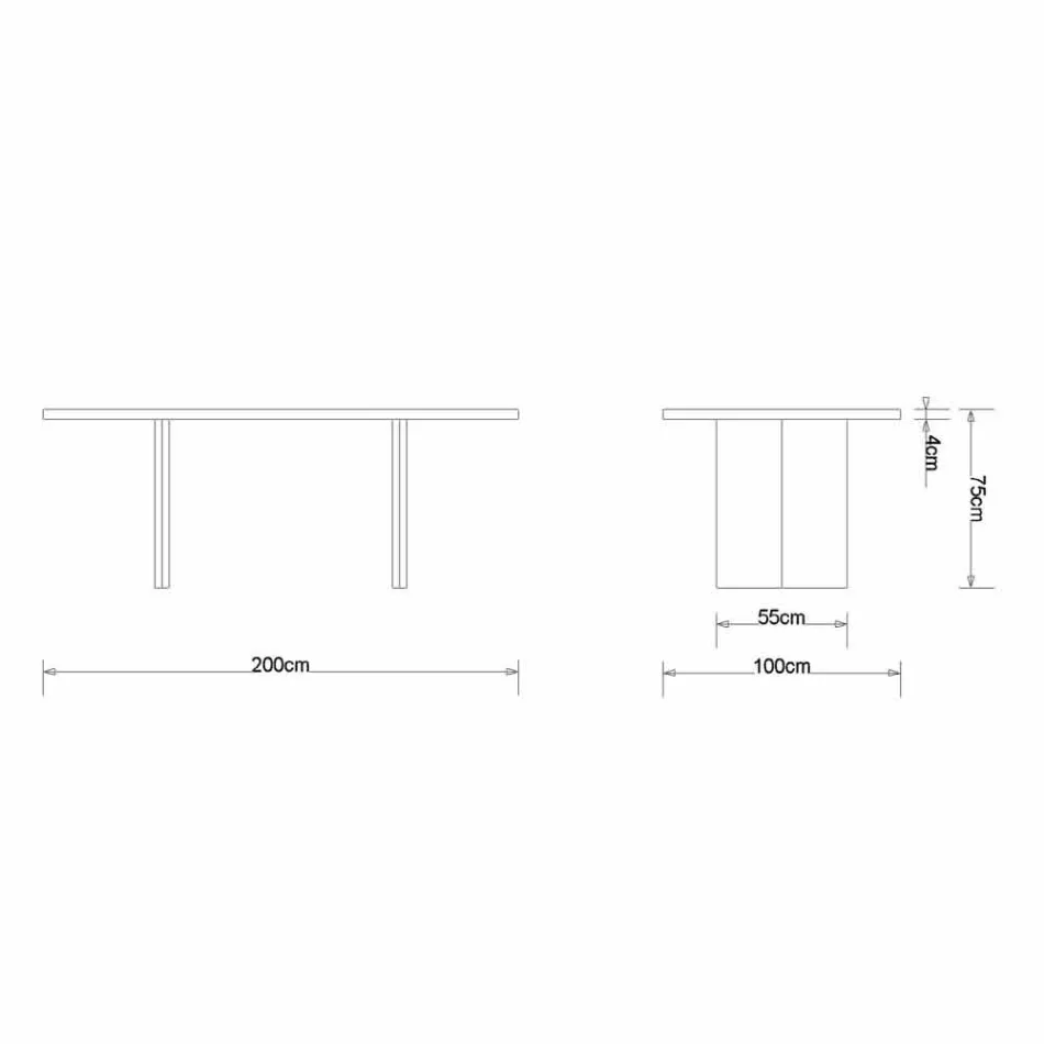Mese din lemn masiv din stejar 200x100cm Paul Viadurini
