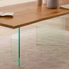 Masă de luat masa modernă din stejar și sticlă înnodate Made in Italy - Sibillo Viadurini