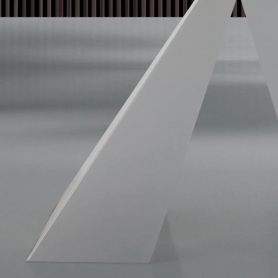 Masa de sufragerie moderna din sticla si otel alb, fabricata in Italia - dalmata Viadurini