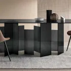 Masă modernă din sufragerie din sticlă extracolară sau afumată fabricată în Italia - aleatoriu Viadurini