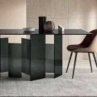 Masă modernă din sufragerie din sticlă extracolară sau afumată fabricată în Italia - aleatoriu Viadurini