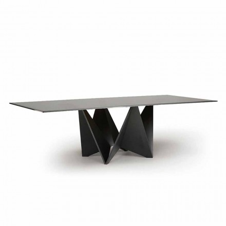 Masă de luat masa modernă din sticlă afumată și metal teșit Made in Italy - Macro Viadurini