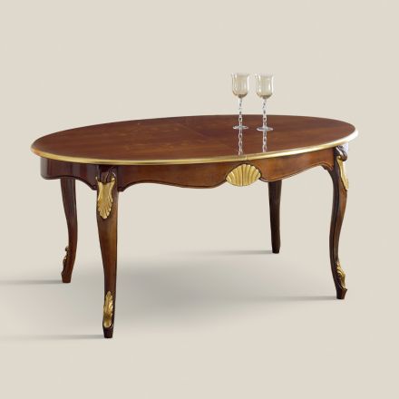 Masa de sufragerie ovala extensibila 270 cm din lemn Made in Italy - baroc Viadurini