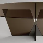 Masa de sufragerie ovala cu blat si baza din sticla Made in Italy - Tiseo Viadurini