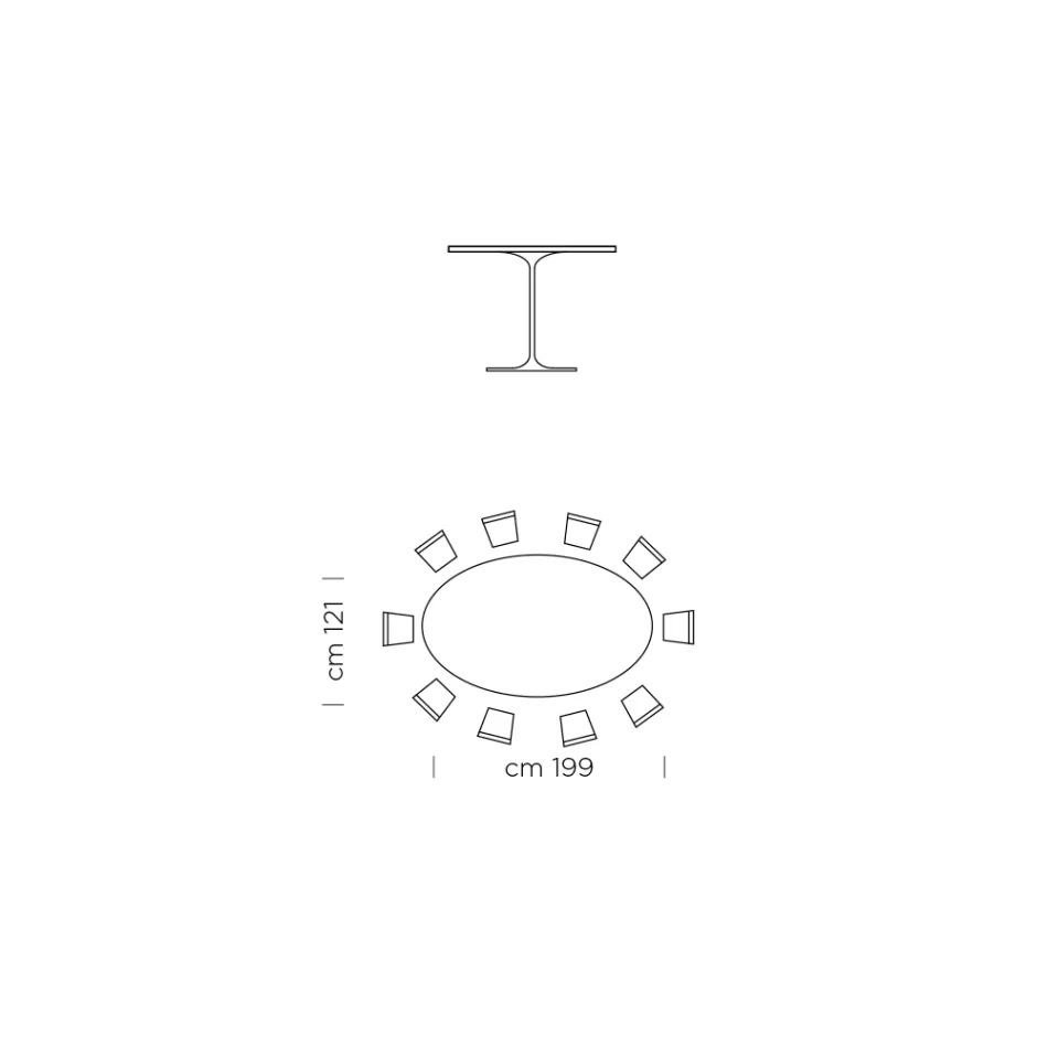 Masa de sufragerie ovala cu blat Fenix de lux Made in Italy - Dolari Viadurini