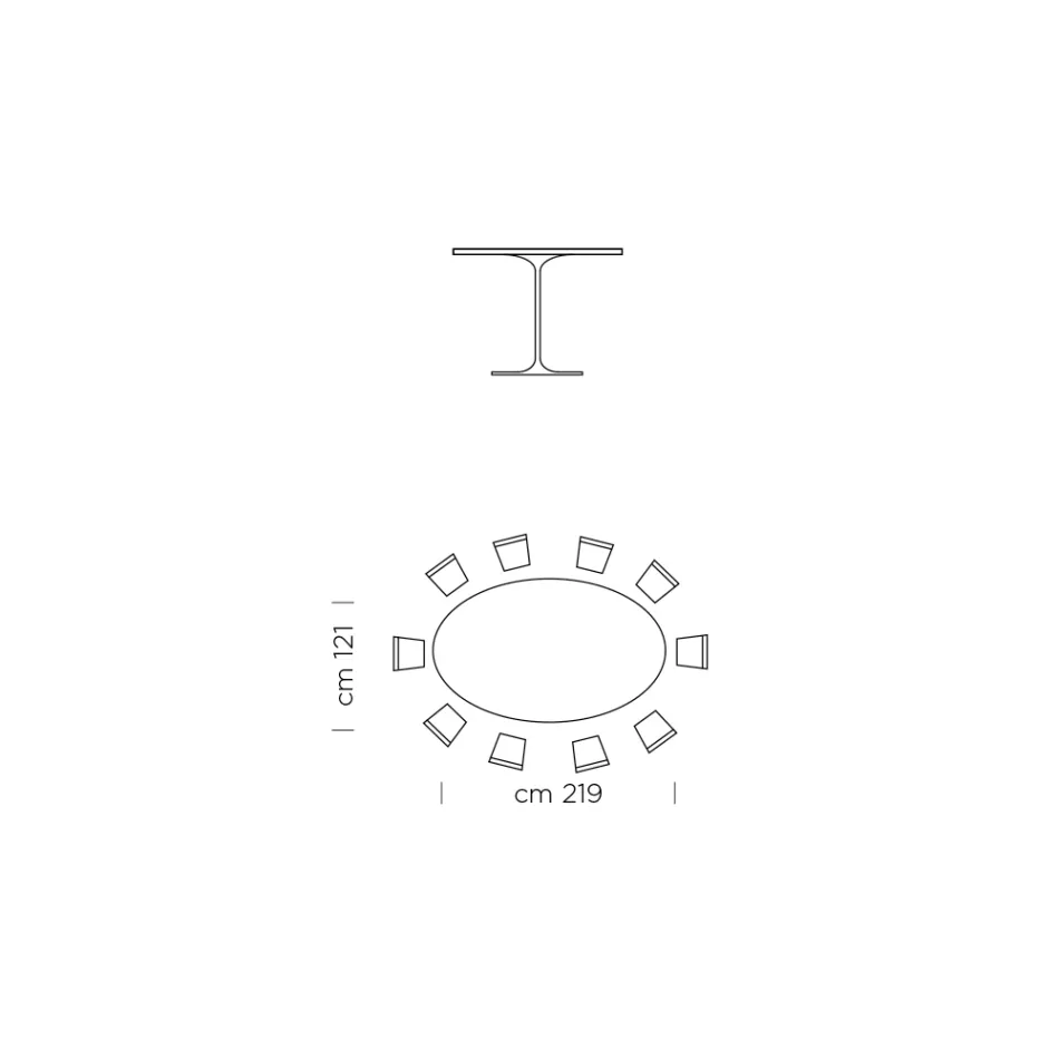 Masa de sufragerie ovala cu blat Fenix de lux Made in Italy - Dolari Viadurini