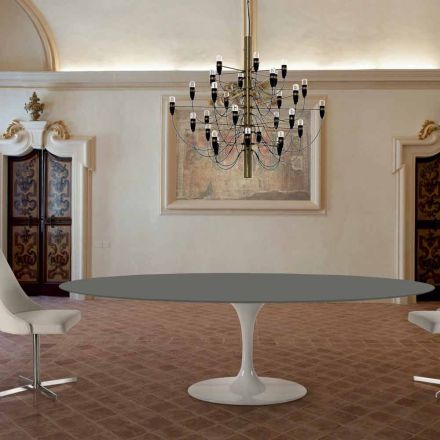 Masa de sufragerie ovala cu blat Fenix de lux Made in Italy - Dolari Viadurini
