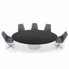 Masa de sufragerie ovala din laminat si aluminiu Made in Italy, Pretious - Dolari Viadurini