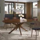 Masa de Sufragerie Ovala din Mdf cu Structura din Lemn Masiv - Fulmine Viadurini