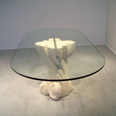 Afrodite piatră de design modern și o masă cristal ovală Viadurini