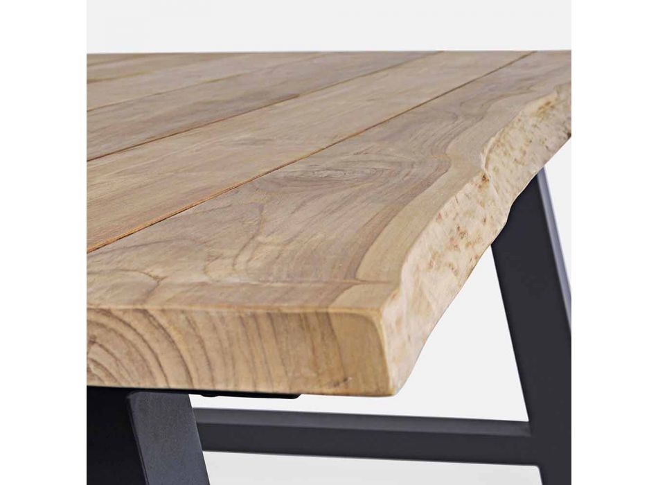 Masă de luat masa în aer liber din tec și aluminiu, Homemotion - Rolando Viadurini