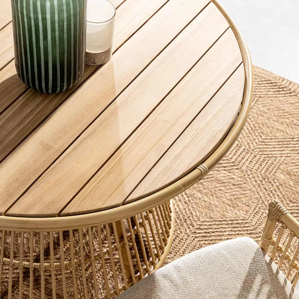 Masa de sufragerie de gradina din Aluminiu si Teak Top-Svlk - Matter Viadurini