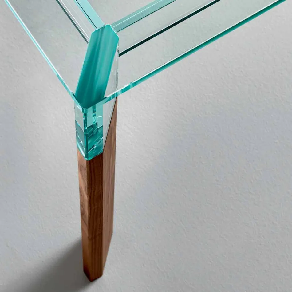 Blat de masă din sufragerie și bază din lemn masiv realizat în Italia - Presino Viadurini