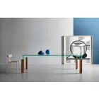 Blat de masă din sufragerie și bază din lemn masiv realizat în Italia - Presino Viadurini