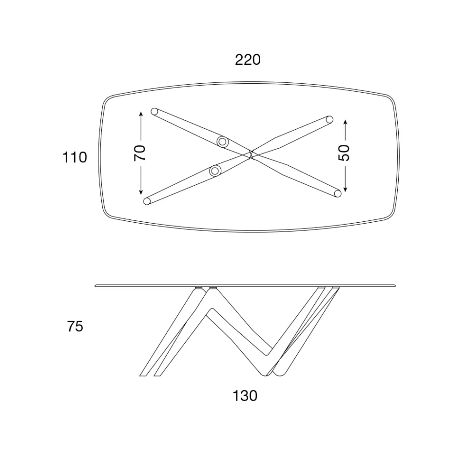 Masa de sufragerie Blat din sticla si picioare din poliuretan 2 marimi - Stalto Viadurini
