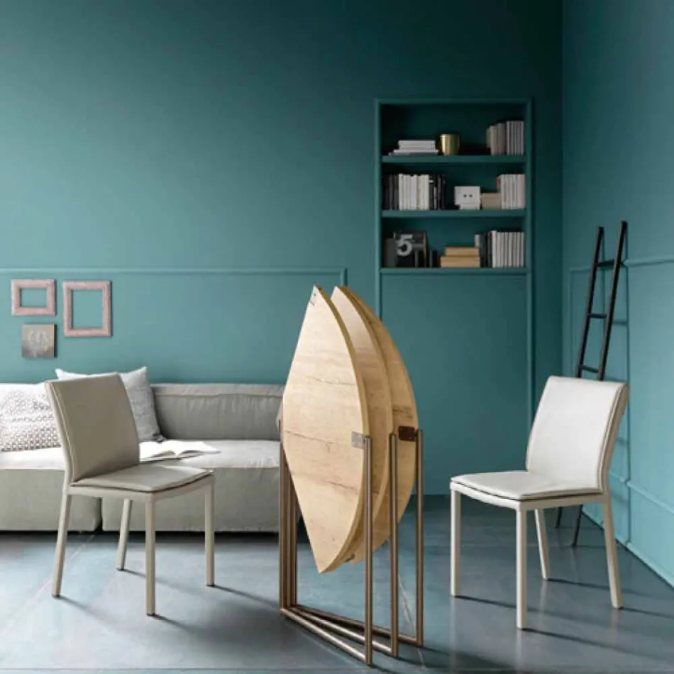 Masă de mese pliantă modernă din lemn și metal Made in Italy - Menelao Viadurini