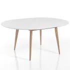 Masa Rotunda Extensibila Pana la 160 cm din Mdf si Lemn - Ciacco Viadurini