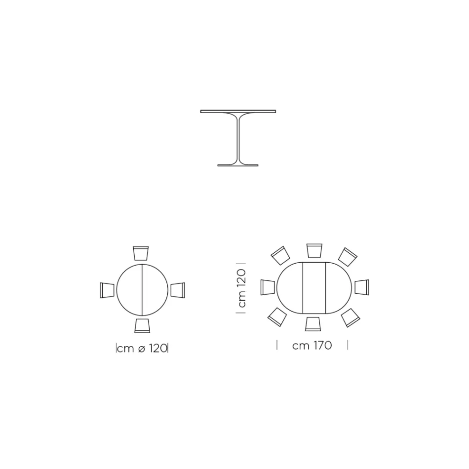 Masa de sufragerie rotunda extensibila pana la 170 cm Made in Italy - Dolari Viadurini