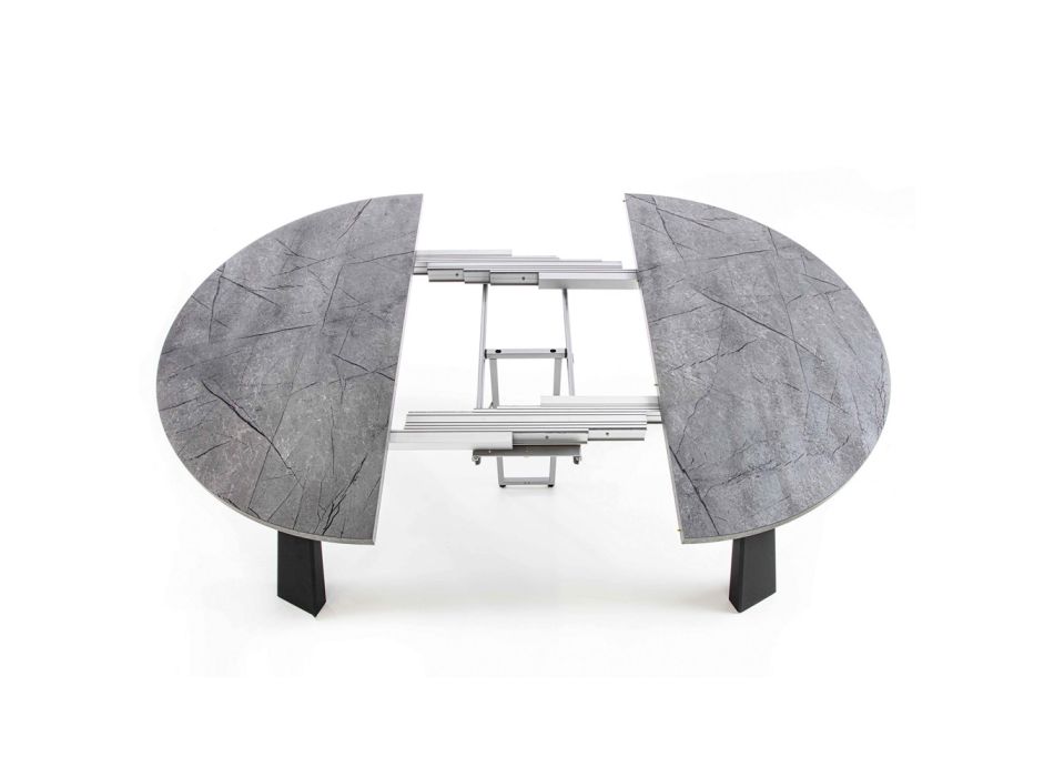 Masă rotundă de masă extensibilă Până la 370 cm în lemn și metal - Caimano Viadurini