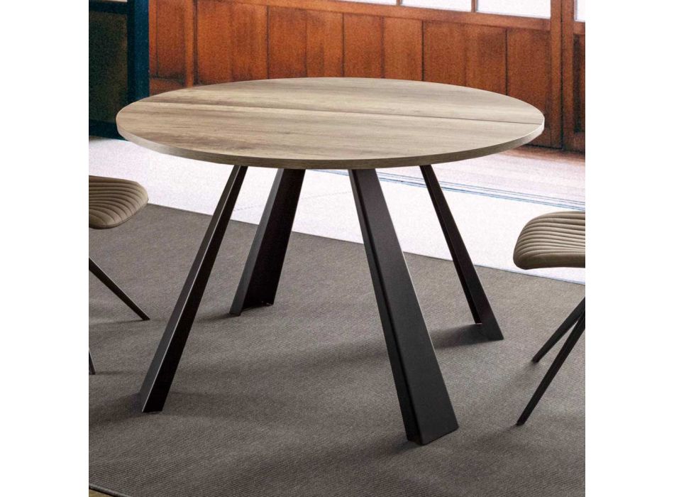 Masă rotundă de masă extensibilă Până la 370 cm în lemn și metal - Caimano Viadurini