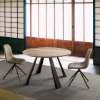 Masă rotundă de masă extensibilă Până la 370 cm în lemn și metal - Caimano Viadurini