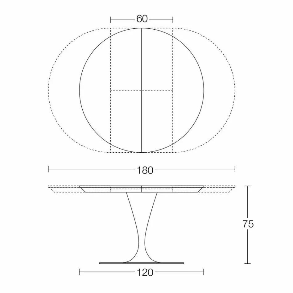 Masă rotundă extensibilă din ceramică Laminam Made in Italy - Lupetto Viadurini
