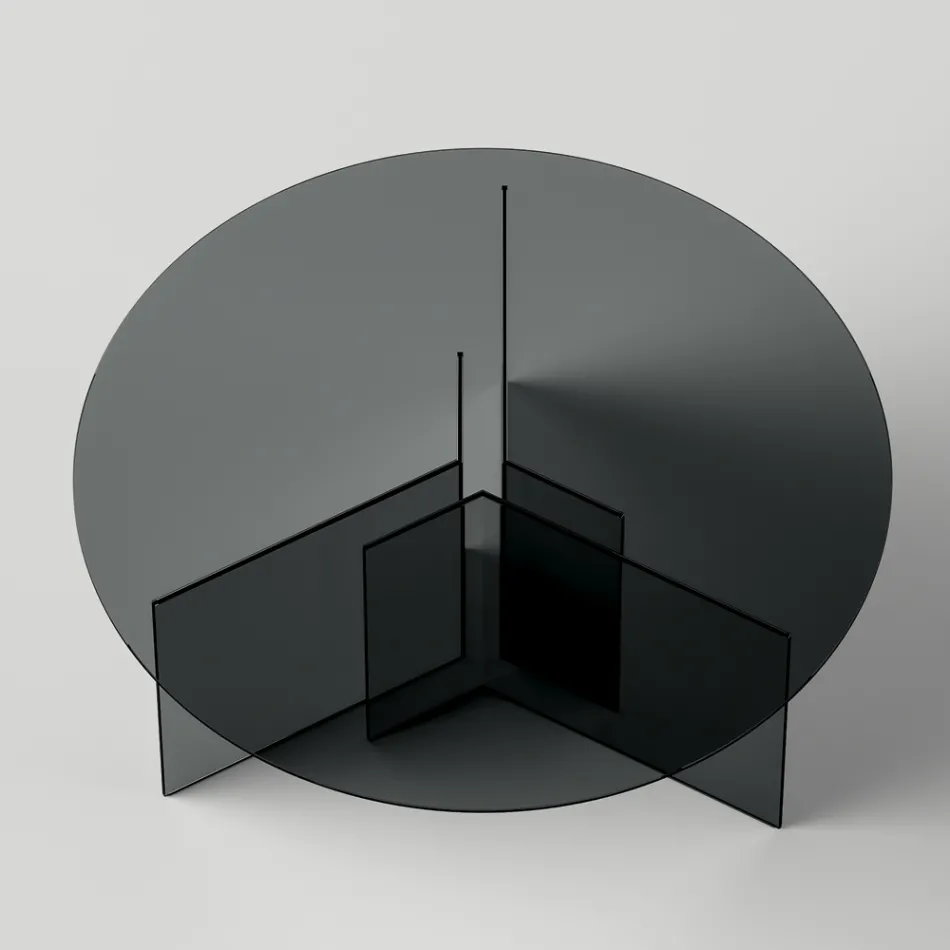 Masa rotunda de sufragerie cu baza si blat din sticla Made in Italy - Charles Viadurini