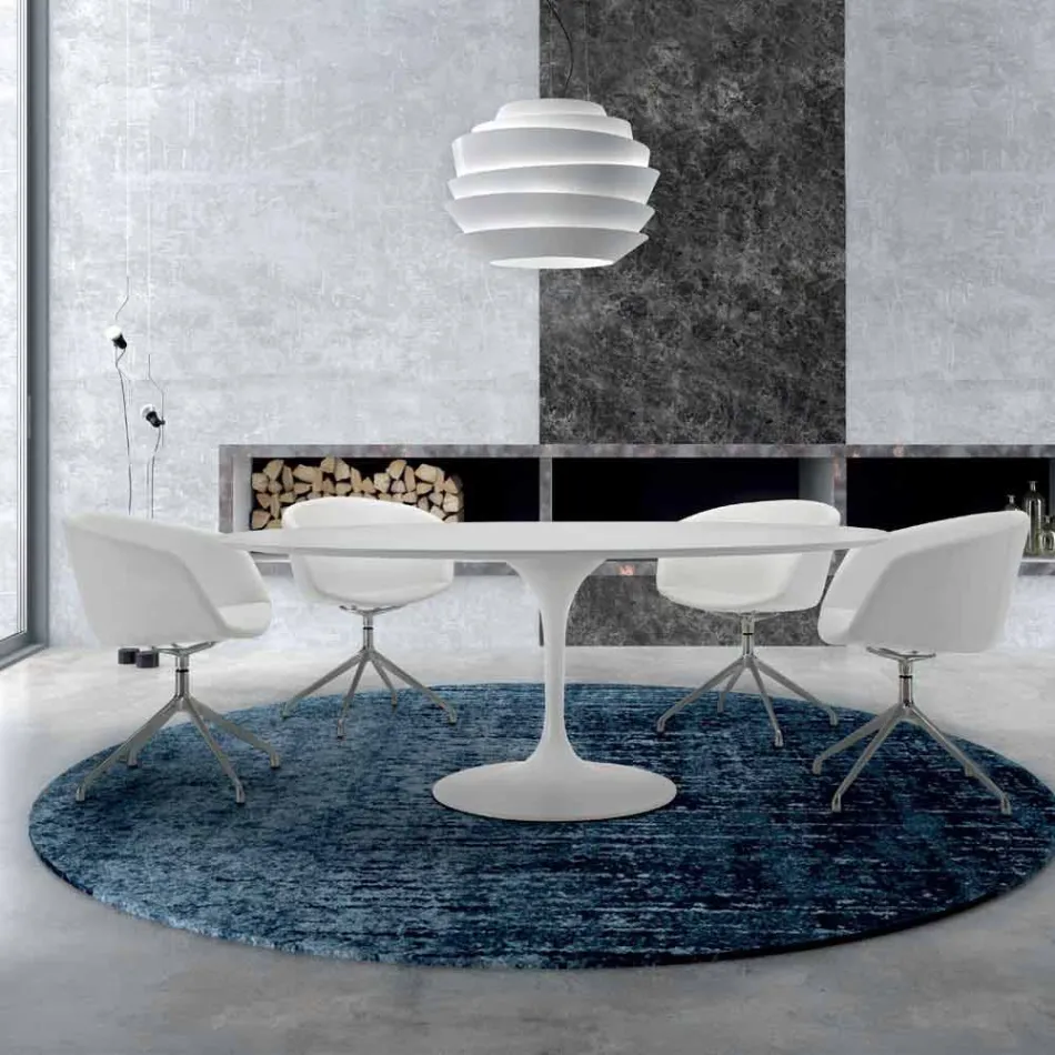 Masa rotunda de sufragerie cu blat laminat Made in Italy – Dolari Viadurini