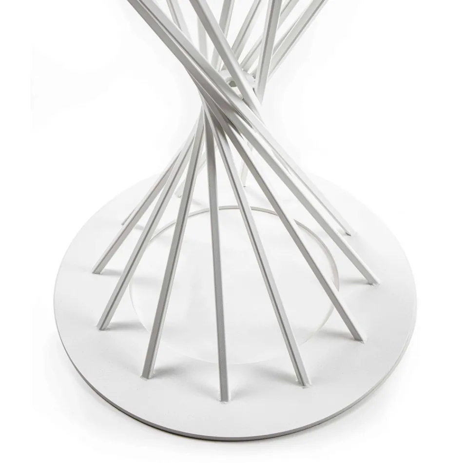 Masă rotundă cu blat din lemn stratificat și bază din oțel - Mileto Viadurini