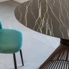 Masa rotunda de sufragerie din ceramica lustruita Florim si baza din otel - Denali Viadurini