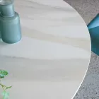 Masa rotunda de sufragerie din ceramica lustruita si baza din otel Florim - Denali Viadurini