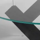 masă rotundă din lemn cu sticla de top Bao, design modern Viadurini