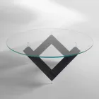 masă rotundă din lemn cu sticla de top Bao, design modern Viadurini