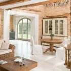 Masa de sufragerie rotunda din lemn tropical reciclat cu baza centrala - Slide Viadurini