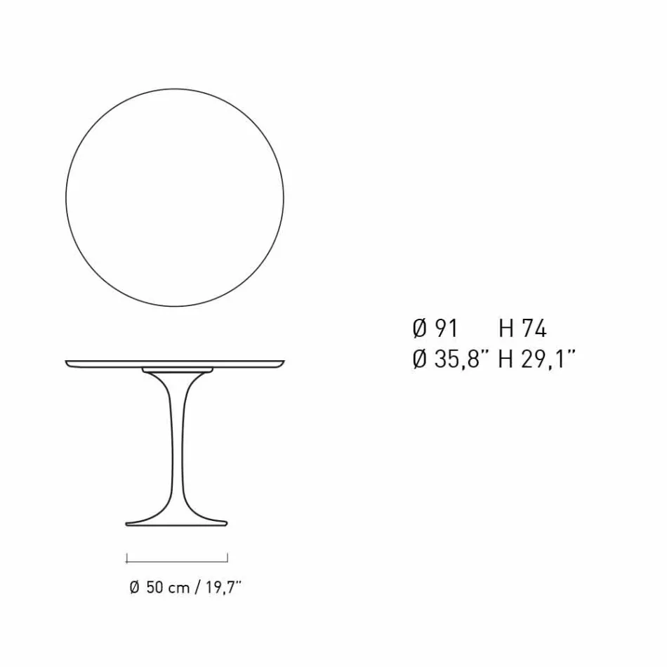 Masă rotundă din marmură și aluminiu vopsit Fabricat în Italia - Superb Viadurini