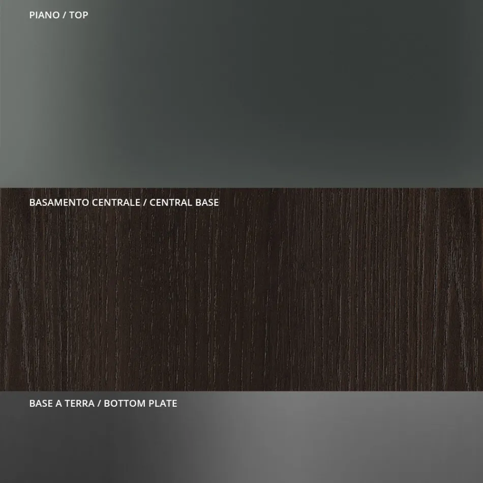 Masa de sufragerie rotunda din sticla afumata cu baza din lemn Made in Italy - Rondo Viadurini