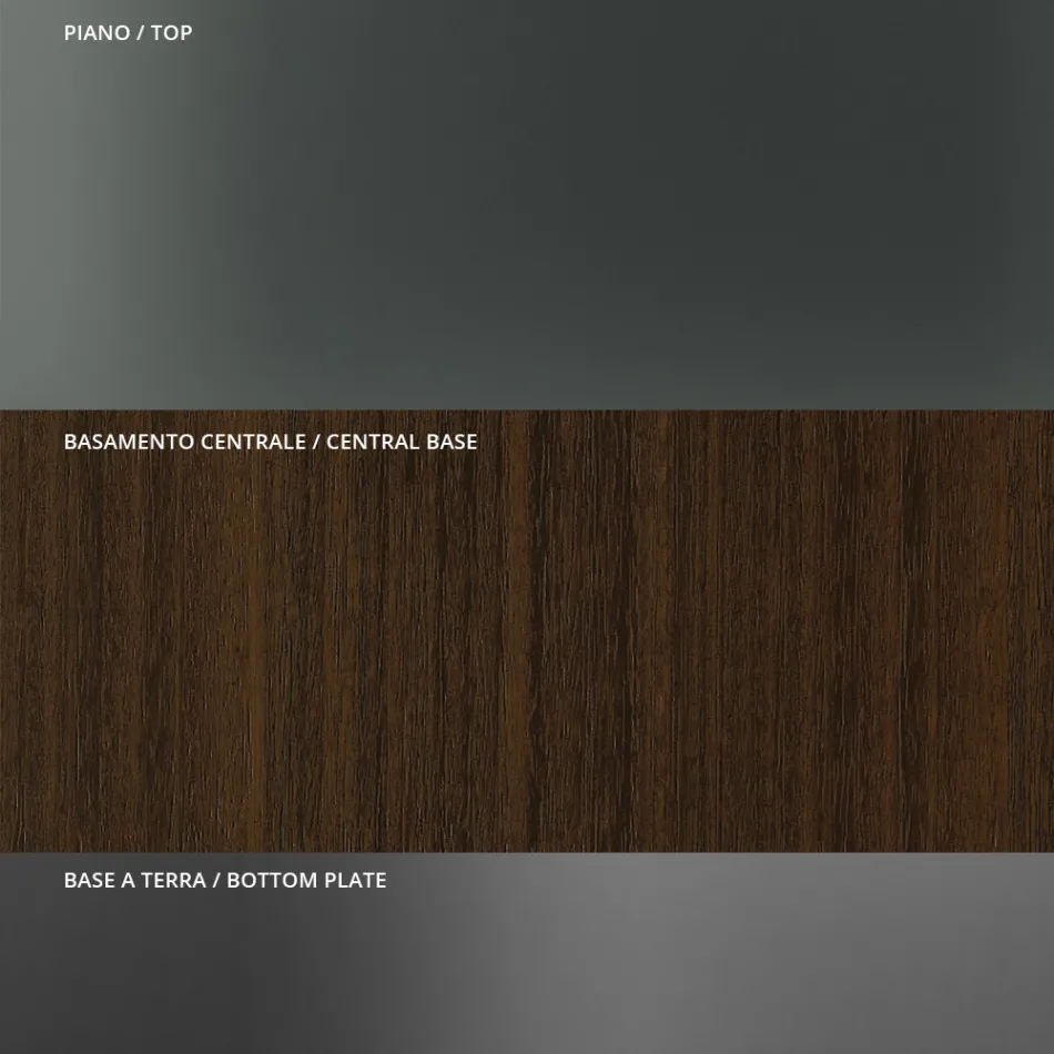 Masa de sufragerie rotunda din sticla afumata cu baza din lemn Made in Italy - Rondo Viadurini