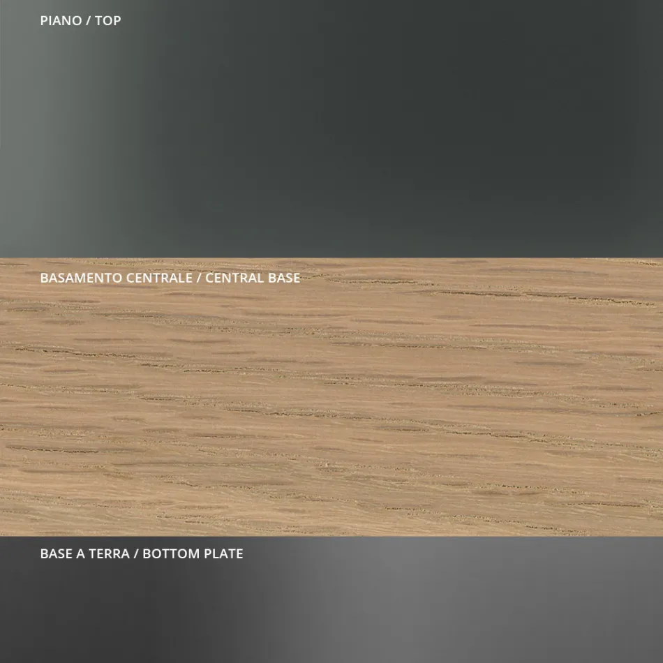 Masa de sufragerie rotunda din sticla afumata cu baza din lemn Made in Italy - Rondo Viadurini