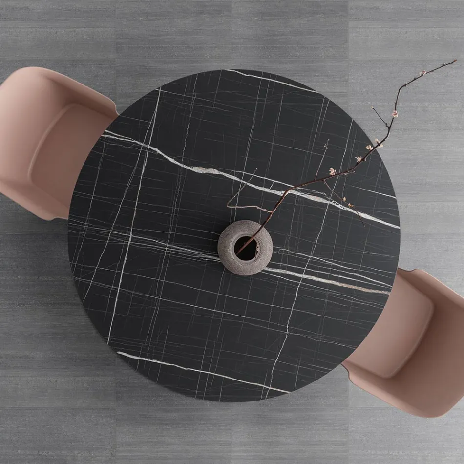 Masa rotunda din metal si Hpl laminat Made in Italy - Bastiano Viadurini