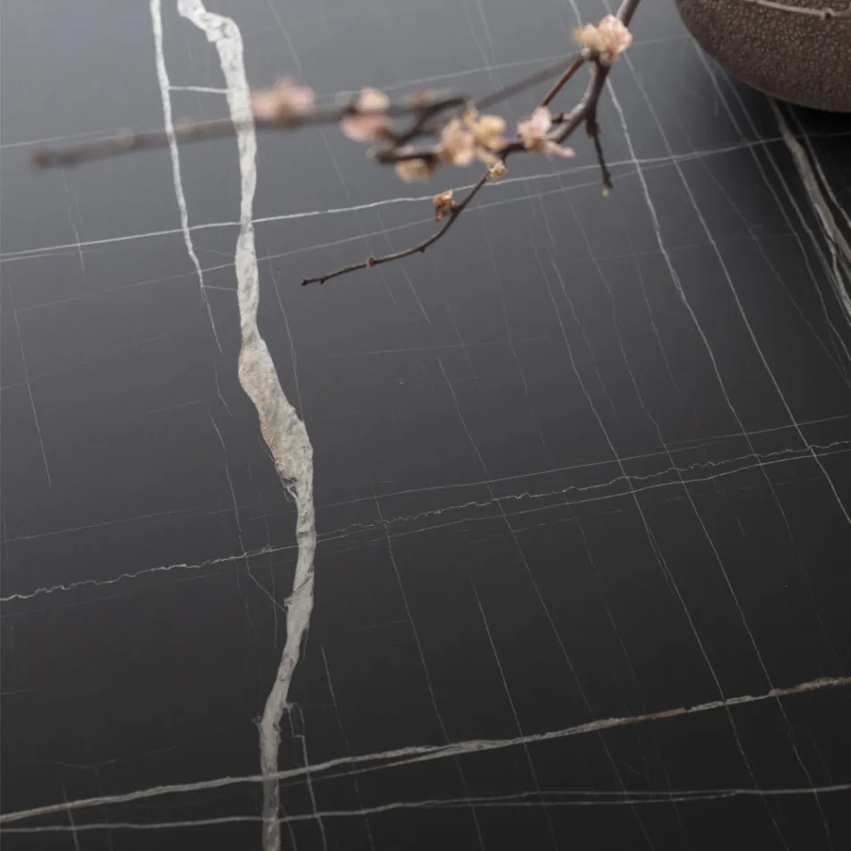 Masa rotunda din metal si Hpl laminat Made in Italy - Bastiano Viadurini