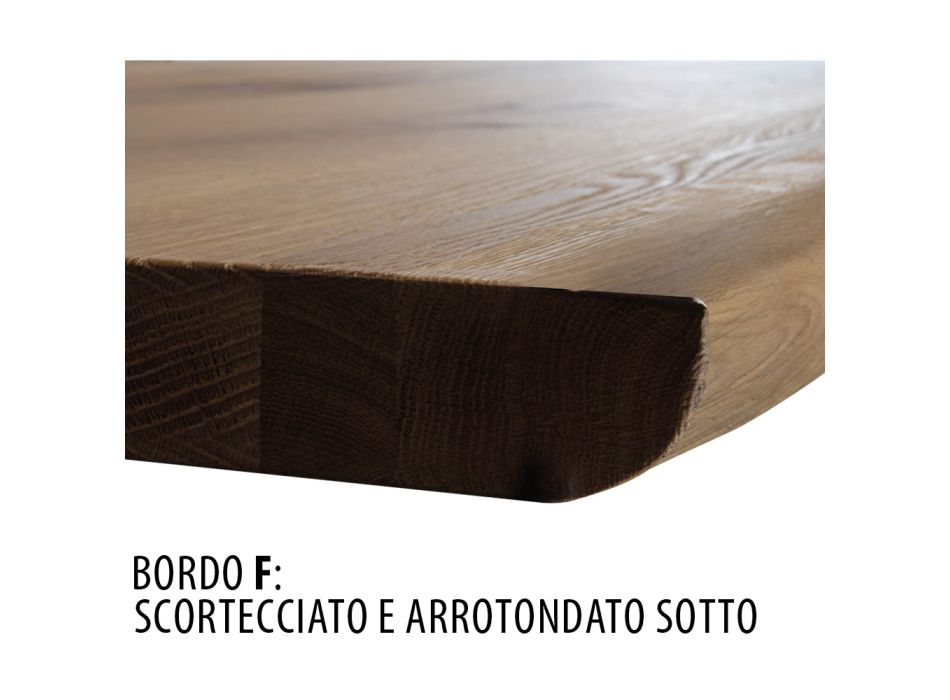 Masa de sufragerie din stejar masiv disponibila cu diverse margini Made in Italy - Boromir Viadurini