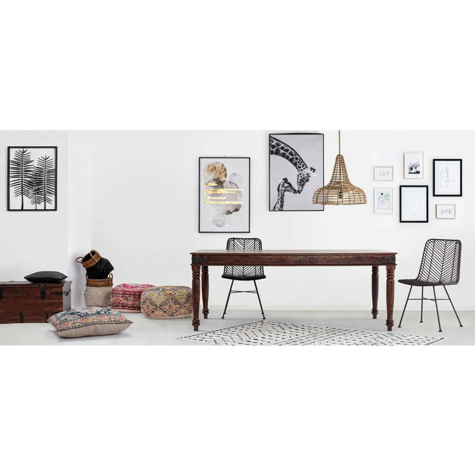 Masă de luat masa în stil clasic din lemn de salcâm masiv Homemotion - Pitta Viadurini