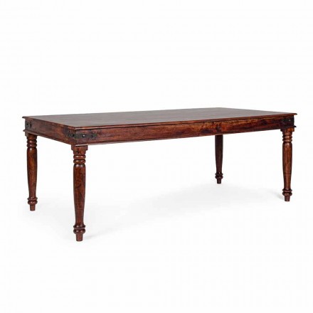 Masă de luat masa în stil clasic din lemn de salcâm masiv Homemotion - Pitta Viadurini
