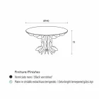 masă rotundă Cassia, pian lemn negru si sticla de top Viadurini